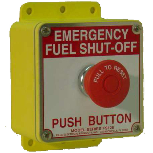 Push button emergency gas shut off valve